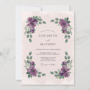 Plum Verdant Botanical Wedding Invitation