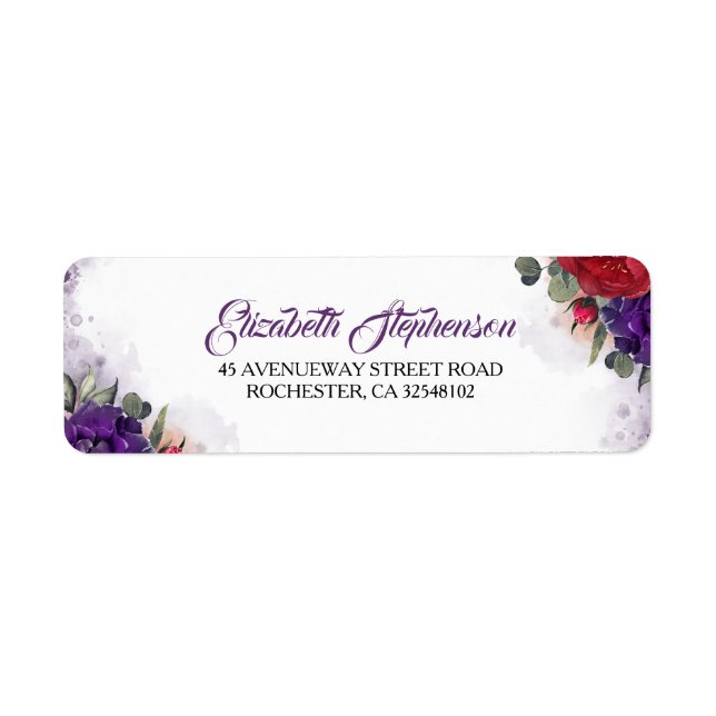 Plum violet et Bourgogne rouge floral moderne chic (Devant)