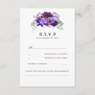 Plum Violet Fleurs Mariage élégant RSVP