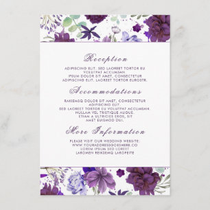 Plum Violet Flowers Wedding Information Guest Enclosure Card