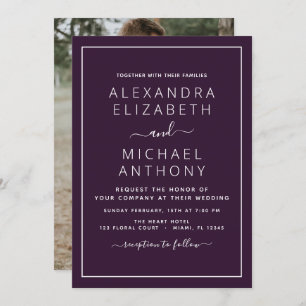 Plum violet Mariage avec invitation photo