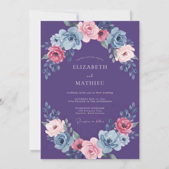 Plum Vivid Romantic Wedding Invitation (Front)