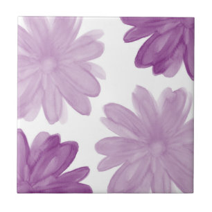 Plum Watercolor Flowers Tile