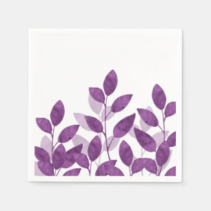 Plum Watercolor Leaves Napkin
