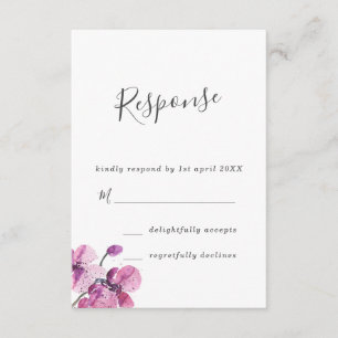 Plum Watercolor Orchids Wedding RSVP
