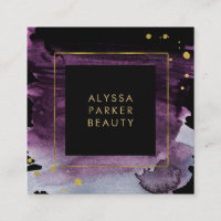 Plum Watercolor Splash with Faux Gold Look Accents