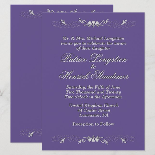 Plum Wedding Invitation (Front/Back)