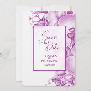 Plum Wedding Save the Date Four Photos & QR Code
