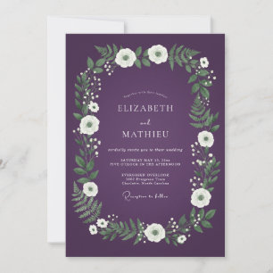 Plum Whimsical Botanical Wedding Invitation