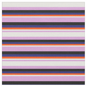 Plum, White, Red, Midnight Blue, and Black Lines Fabric