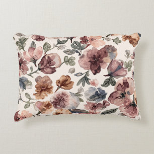 Plum Wildflower Watercolor Moody Botanical Garden Accent Pillow