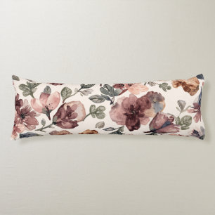 Plum Wildflower Watercolor Moody Botanical Garden Body Pillow