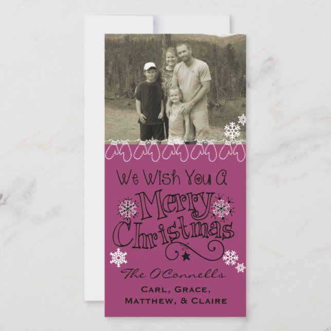Plum Wish You Merry Christmas Photo Card (Front)