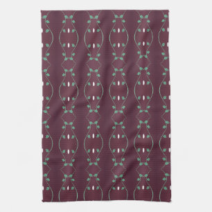 Plum With Green Leaf Detail Hand Towel