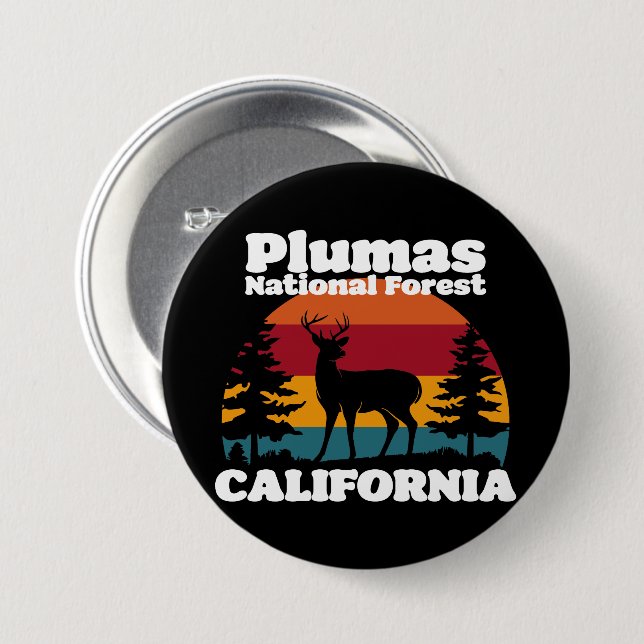 Plumas National Forest California 3 Inch Round Button (Front & Back)