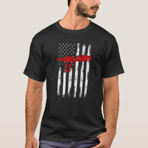 Plumber American Flag 4th July Patriotic Plumbing  T-Shirt