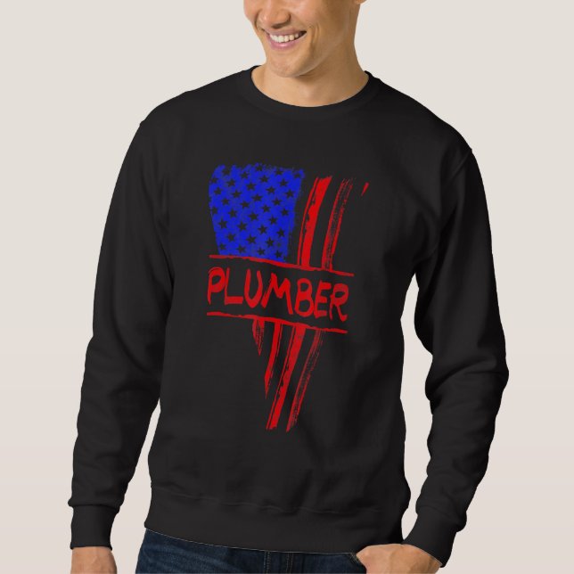 Plumber American Flag Plumbing Triangular Usa Patr Sweatshirt (Front)