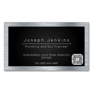 plumber black carbon fibre and silver metal p 	Magnetic business card