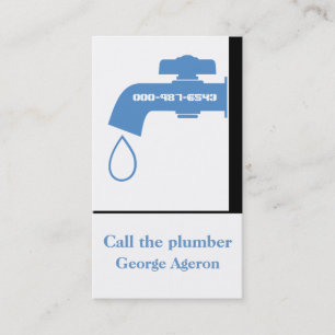 Plumber blue, white tap eye-catching plumbing business card