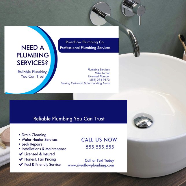 Plumber Business Card Template | Plumbing Services (Creator Uploaded)