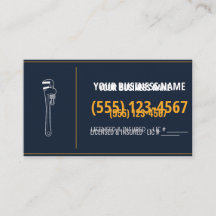 Plumber Business Cards, Custom Name & Phone