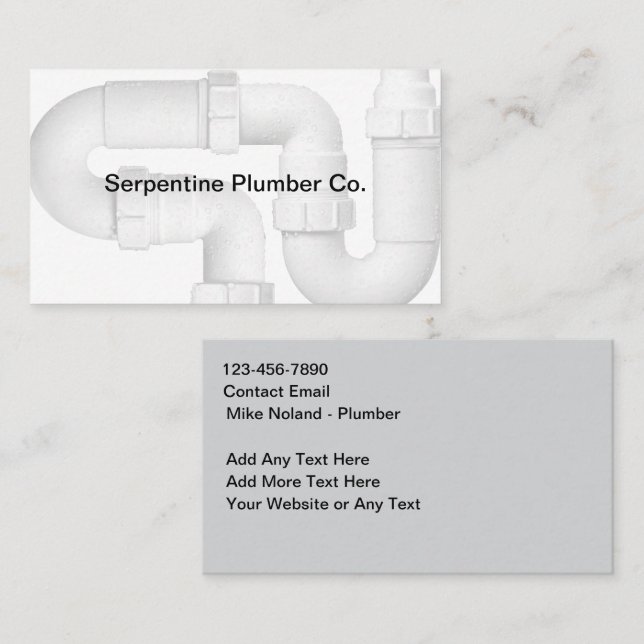 Plumber Contractor Modern Simple Business Cards (Front/Back)