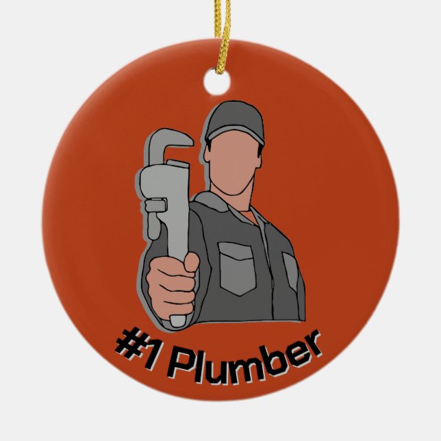 Plumber Design Ceramic Ornament (Front)