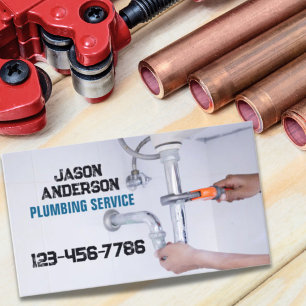 Plumber Faucet Pipe Handyman Pluming Service Business Card