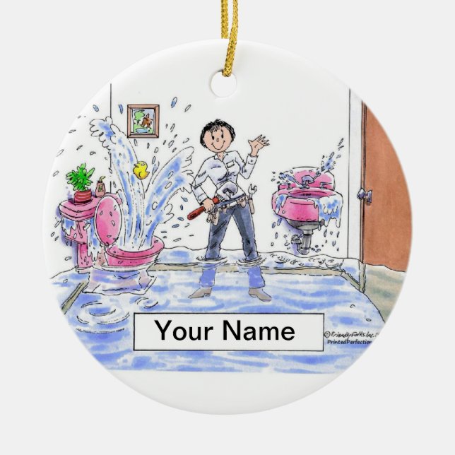 Plumber - Female Ceramic Ornament (Front)