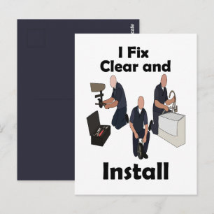 Plumber I Fix Clear Install Birthday Postcard
