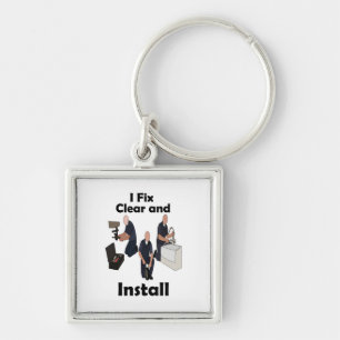 Plumber I Fix Clear Install Plumber Birthday Party Keychain