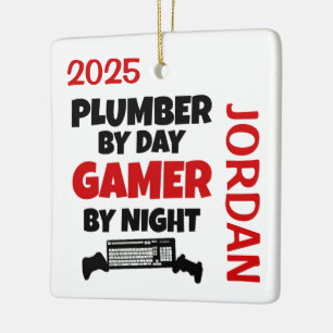 Plumber Loves Video Games Ceramic Ornament