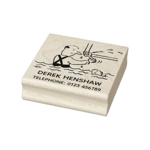 Plumber Mending a Pipe with Fish Rubber Stamp