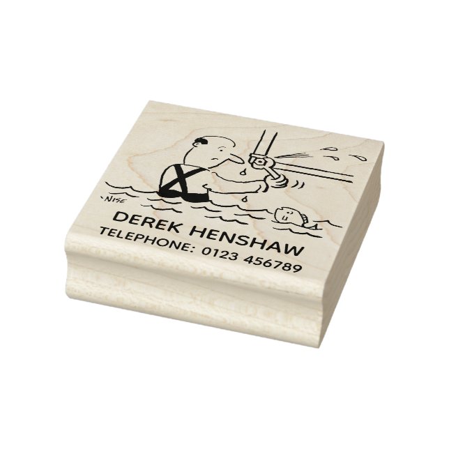 Plumber Mending a Pipe with Fish Rubber Stamp (Stamp)