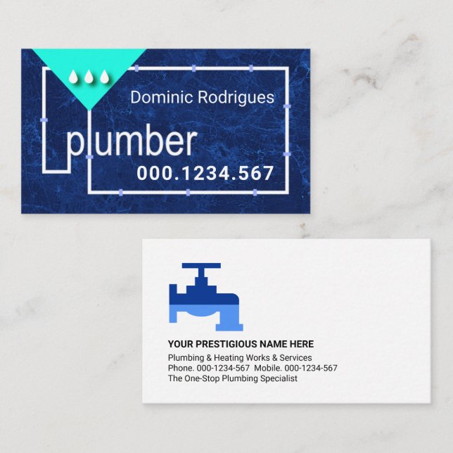 Plumber Pipeline Leaking Water Business Card (Front/Back)