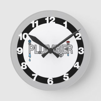 Plumber Pipes Round Clock