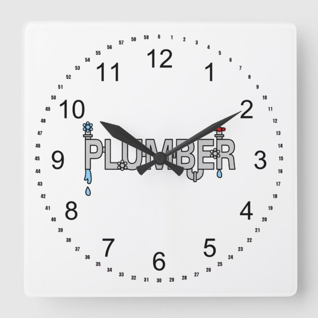 Plumber Pipes Square Wall Clock (Front)