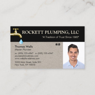 Plumber Plumbing Dripping Faucet Photo Business C Business Card