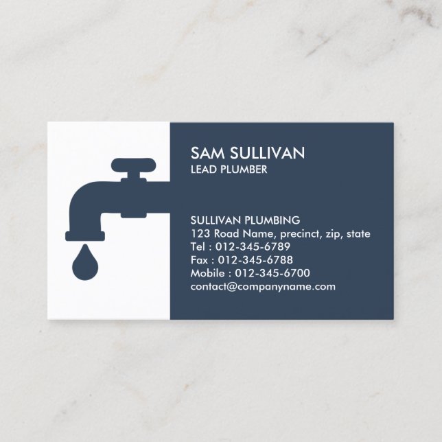 Plumber Plumbing Leaking Faucet Home Repair Business Card (Front)