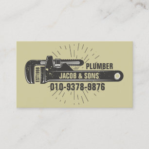 Plumber Plumbing Pipe Wrench  Business Card