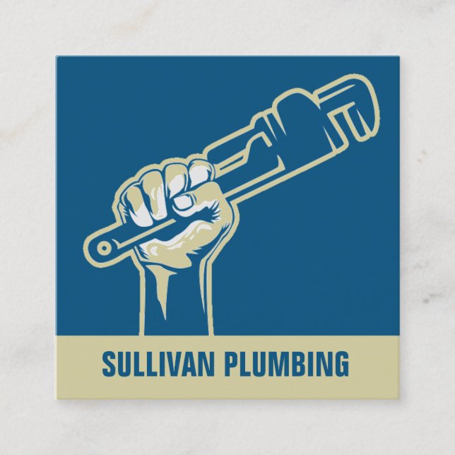 Plumber Plumbing Pipe Wrench  Square Business Card (Front)