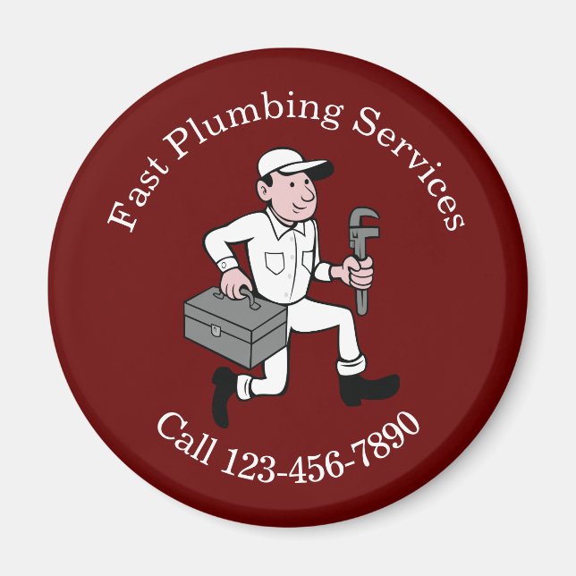 Plumber Plumbing Service Custom Business Magnets (Front)