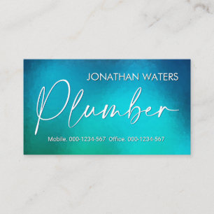Plumber Signage In Blue Water Grunge Business Card