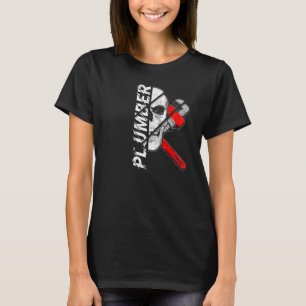 Plumber Skull And Crossed Pipe Fitter Wrenches Plu T-Shirt