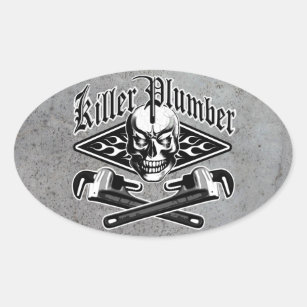 Plumber Skull: Killer Plumber 3.1 Oval Sticker