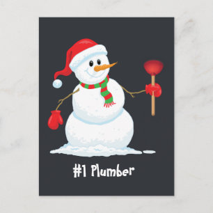 Plumber Snowman Postcard