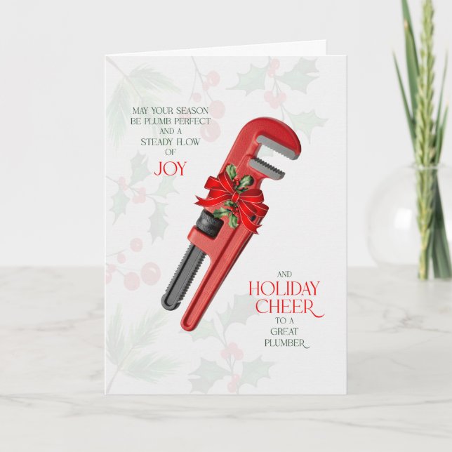 Plumber Steady Flow of Joy and Seasonal Cheer Holiday Card (Front)