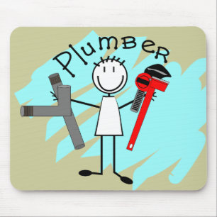 Plumber  stick person design mouse pad