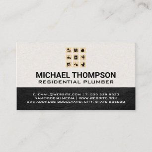 Plumber   Water Pipe System Icons Business Card
