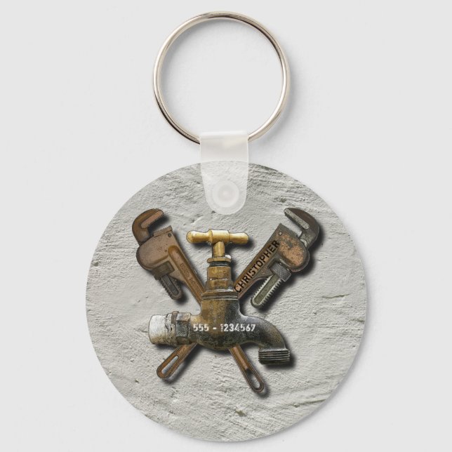 Plumber Water Sewage Drainage Engineer Technician Keychain (Front)